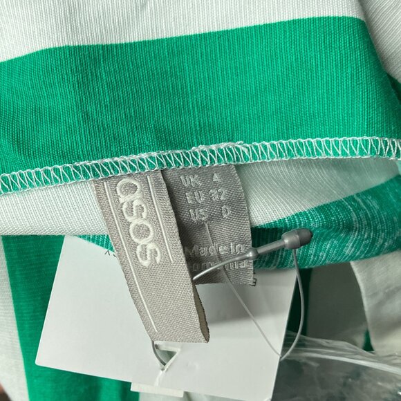 New ASOS DESIGN US 0 UK 4 Green White Linen Blend Button Through Maxi Dress - Picture 7 of 9